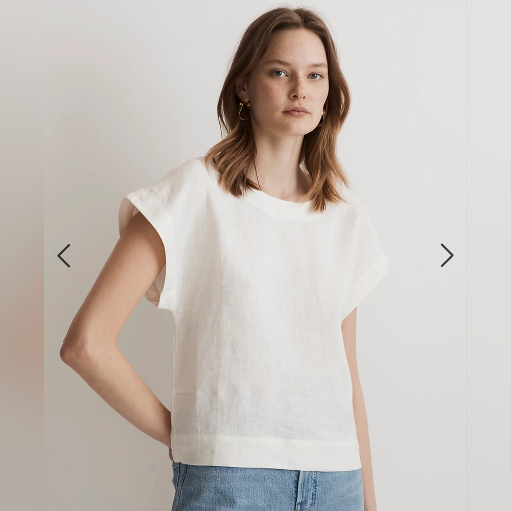 White linen square back blouse
